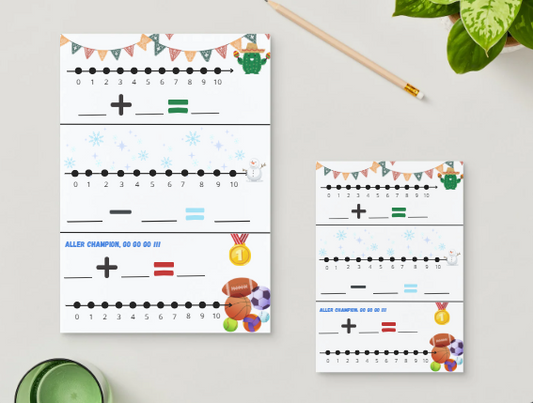 Fiches de soustractions pour apprentissage ludique