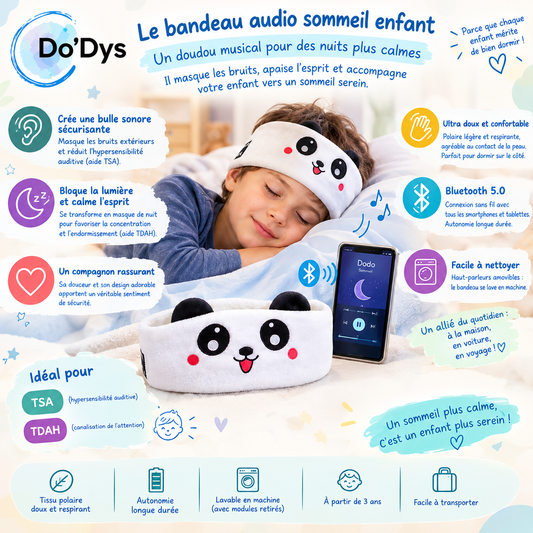 lit enfant TDAH bandeau musical ours bluetooth application audio Do'Dys