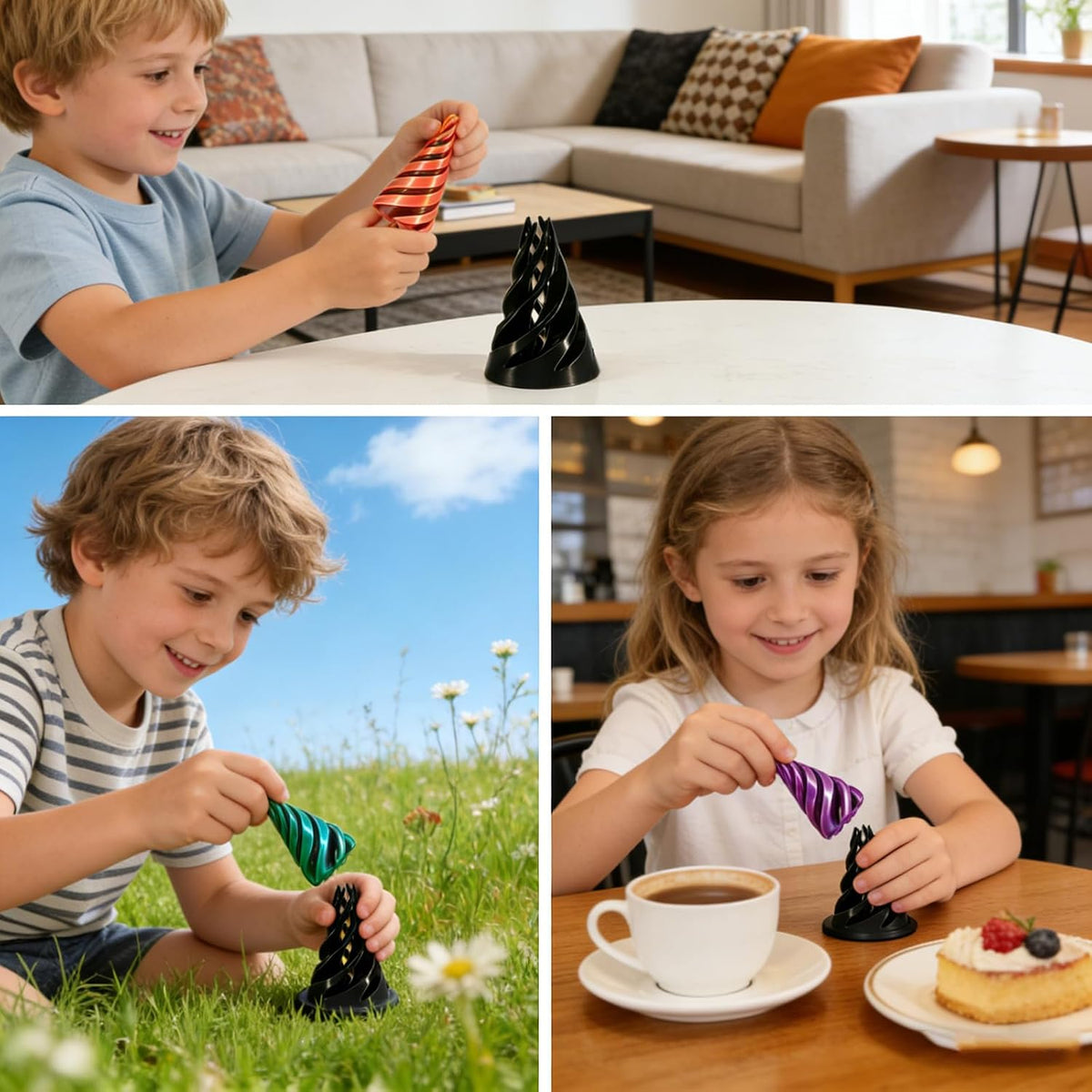 Pyramide anti-stress rotative : le fidget visuel pour ancrer l'attention