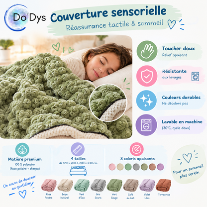 Couverture sensorielle à relief : réassurance tactile & sommeil