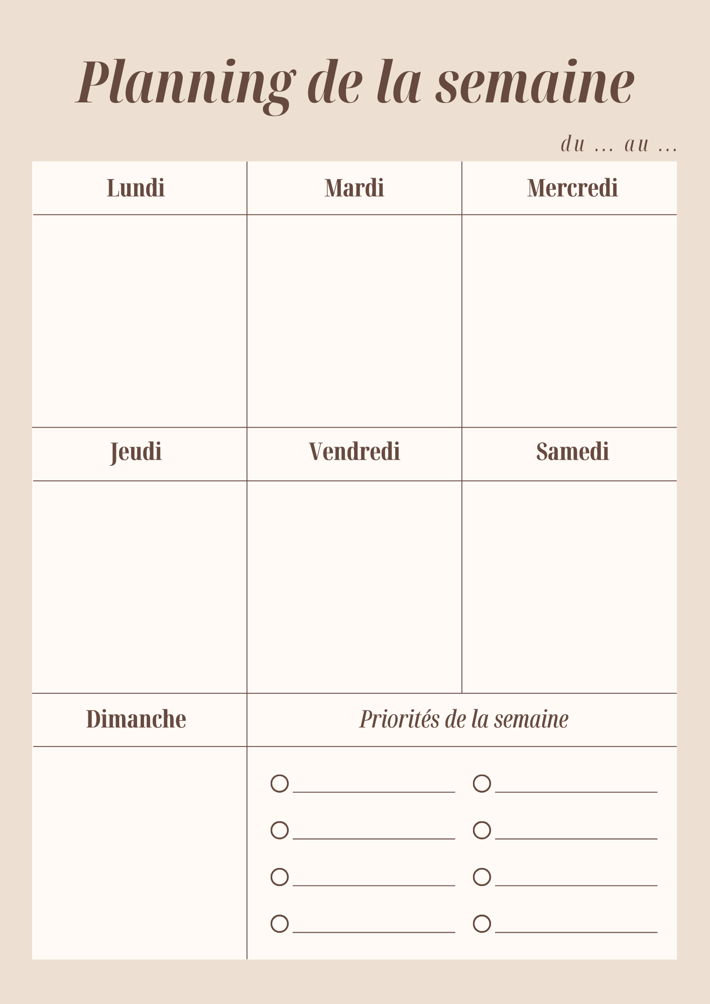 Emploi du temps coloré pour enfants TDAH