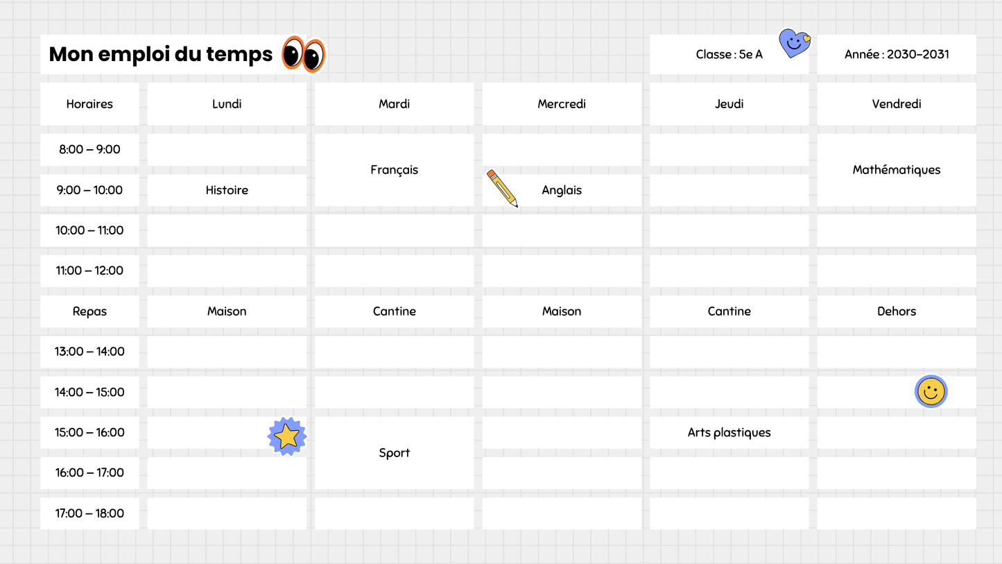 Planning scolaire visuel pour enfants atypiques