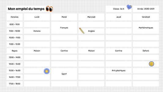 Planning scolaire visuel pour enfants atypiques