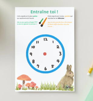 Exercice visuel pour associer heures numériques et horloges