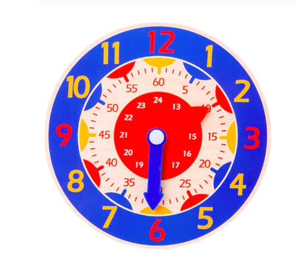 Horloge éducative en bois avec aiguilles mobiles