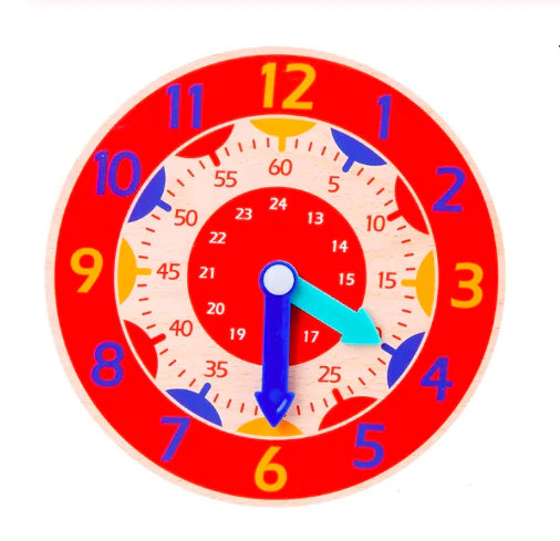 Horloge pédagogique en bois style Montessori