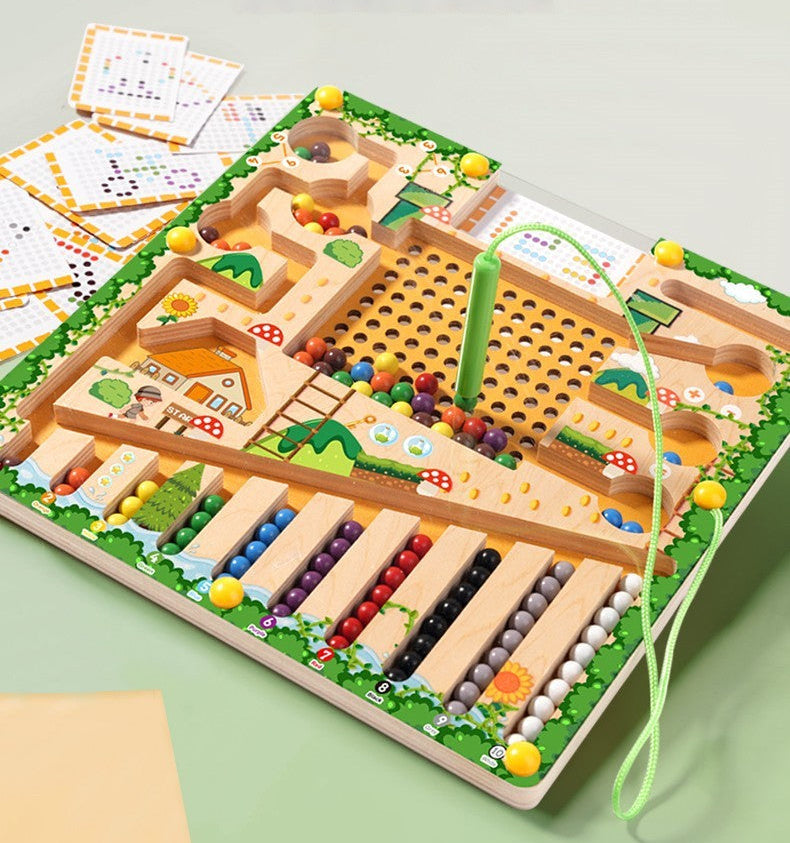 Labyrinthe coloré en bois pour éveil cognitif des tout-petits