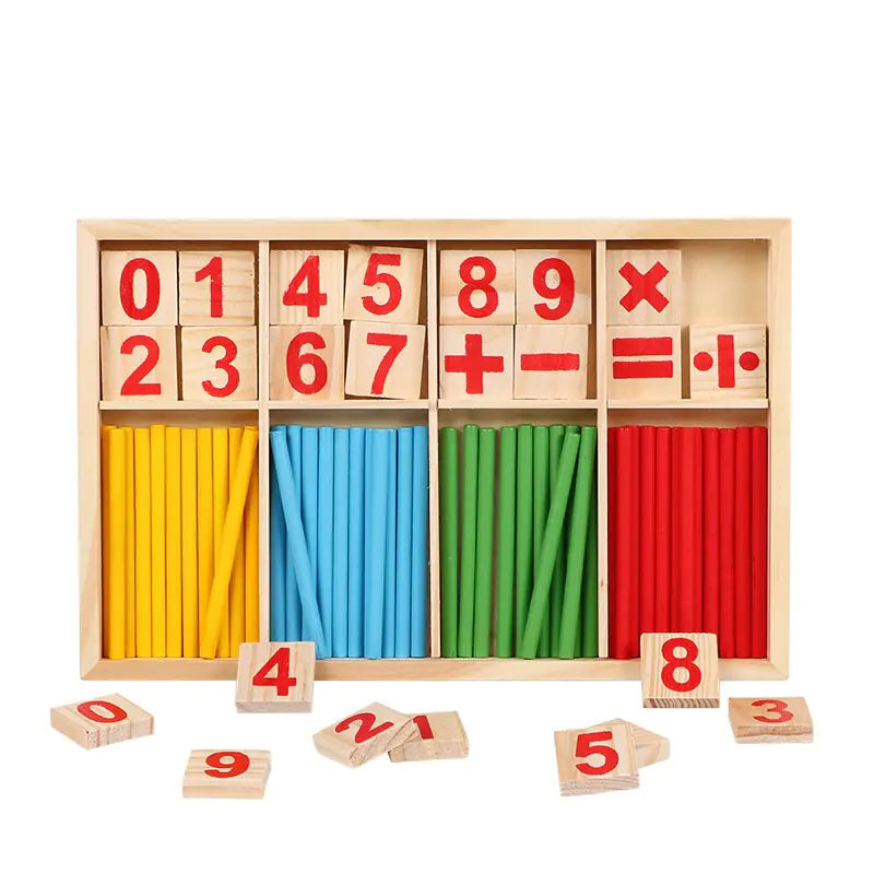Bâtonnets colorés en bois pour initiation aux mathématiques