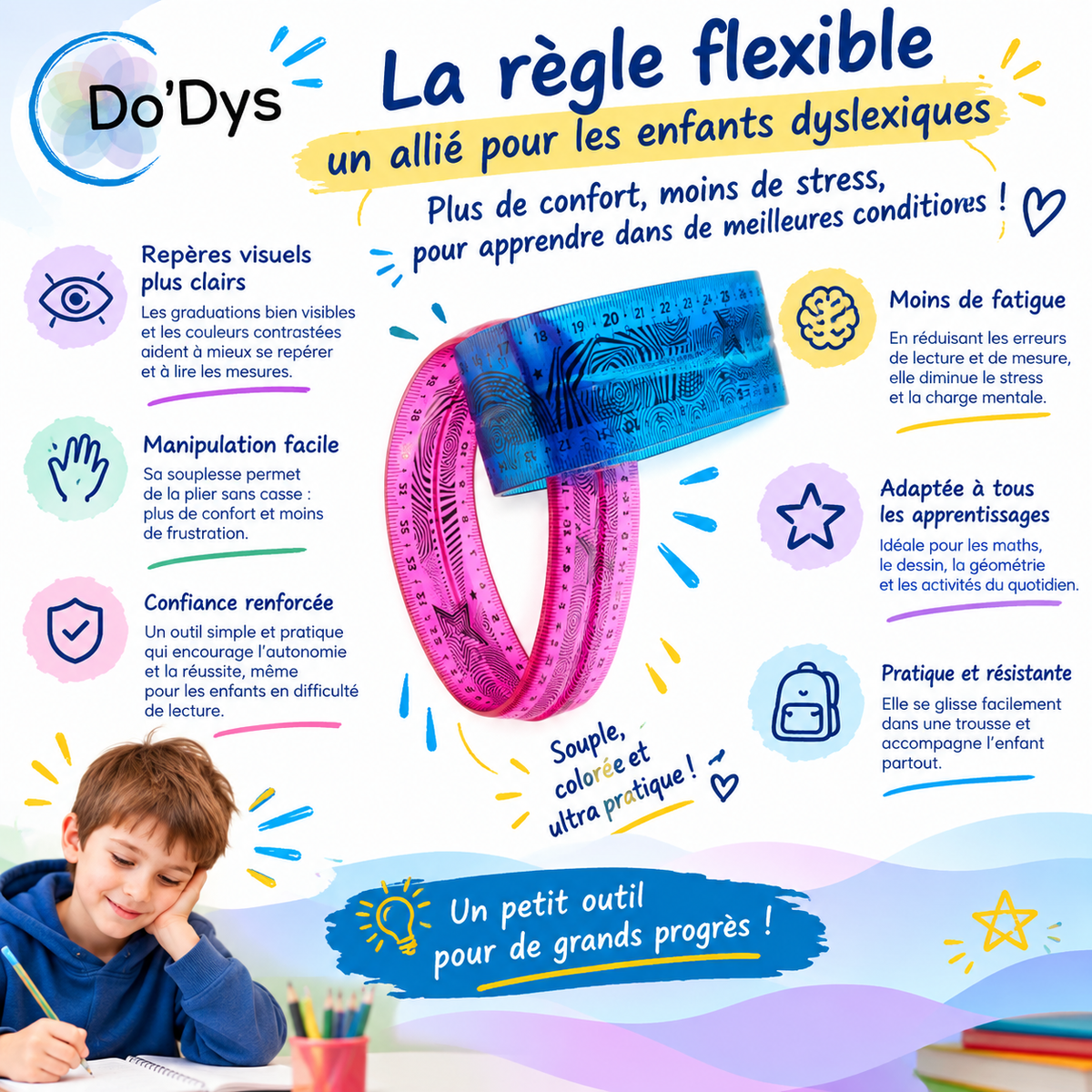 régle flexible tdah dyslexique mapped