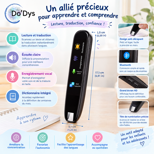 Stylo Scanner Traducteur Lecture Voix DYS Dyslexie 4en1