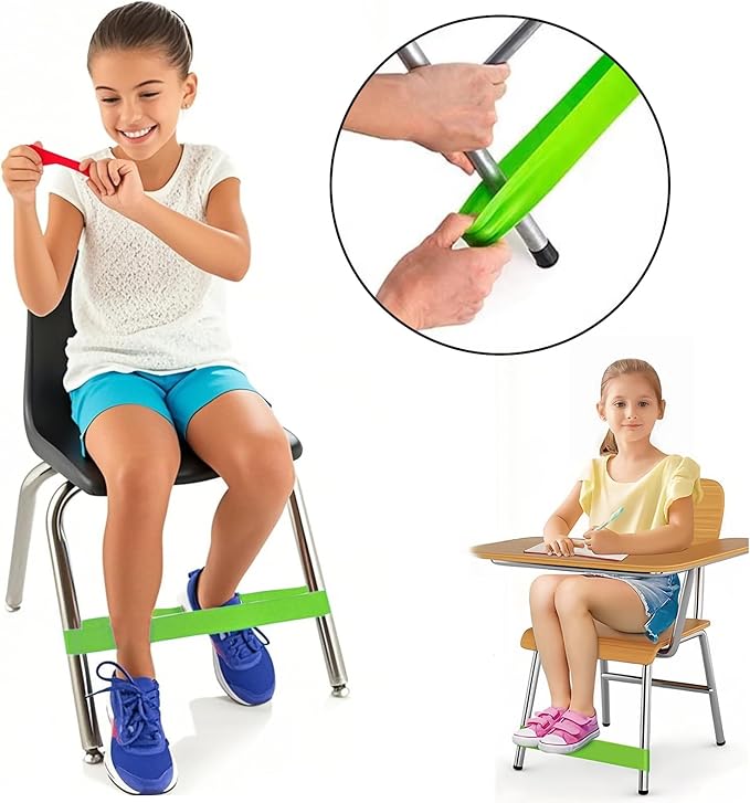 set bandes sensorielles chaise fidget plusieurs résistances couleurs TDAH TSA