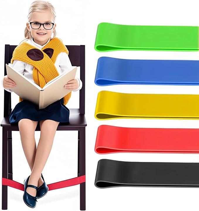 enfant TDAH utilisant bande sensorielle de chaise pour se concentrer en classe