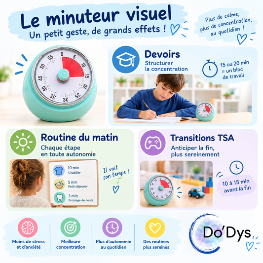 routine matin minuteur visuel mécanique enfant TDAH TSA Do'Dys