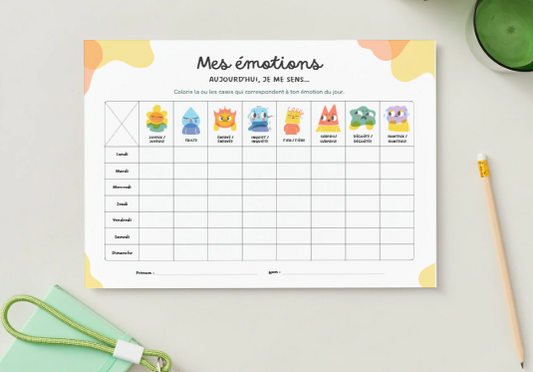 planner émotions semaine enfant DYS TDAH PDF gratuit tableau cases cocher Do'Dys