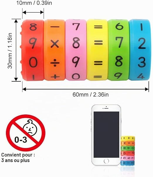 détail anneaux magnétiques chiffres 0 à 9 plastique coloré dyscalculie