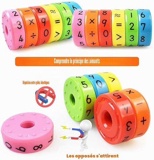 enfant DYS alignant chiffres anneaux magnétiques opération addition