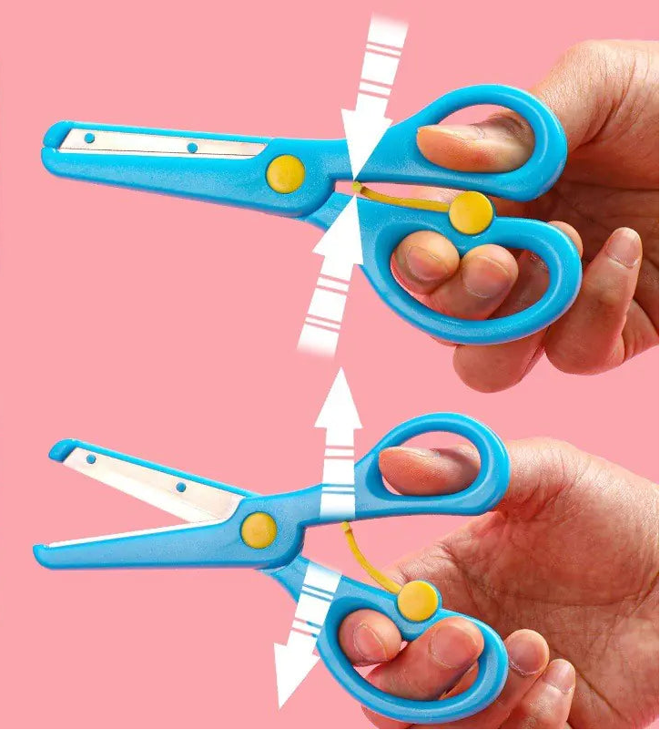 mains enfant DYS ciseaux ressort bleu découpage ligne droite Do'Dys