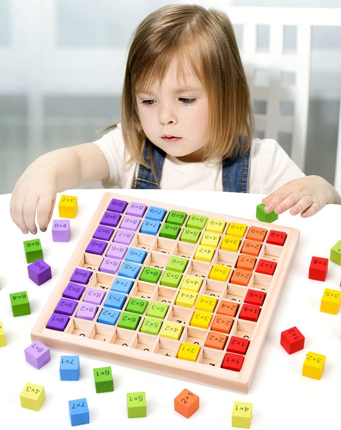 table multiplication bois 3 coloris arc-en-ciel naturel dégradé Do'Dys