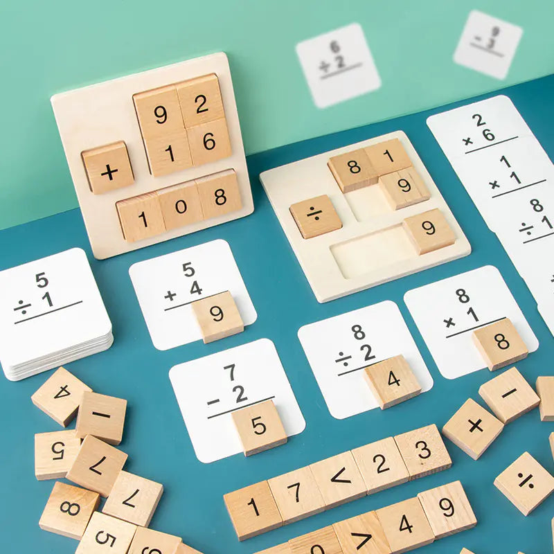 kit calcul bois 2 plateaux 40 cubes chiffres 18 opérateurs 40 cartes DYS Do'Dys