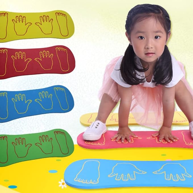 tapis motricité vert empreintes mains pieds coordination dyspraxie