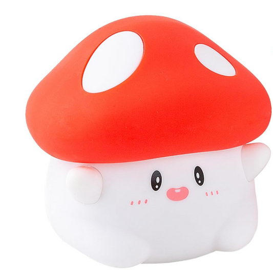 veilleuse champignon silicone doux chapeau rouge visage souriant batterie Do'Dys